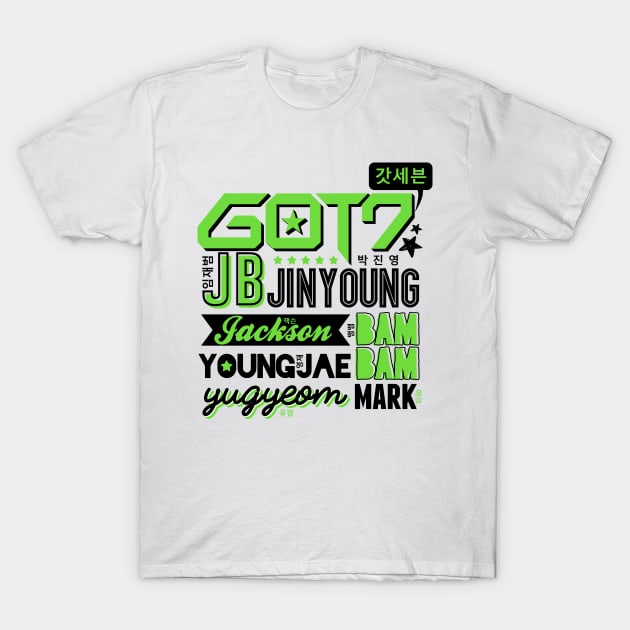 GOT7 Font Collage 2 T-Shirt by skeletonvenus